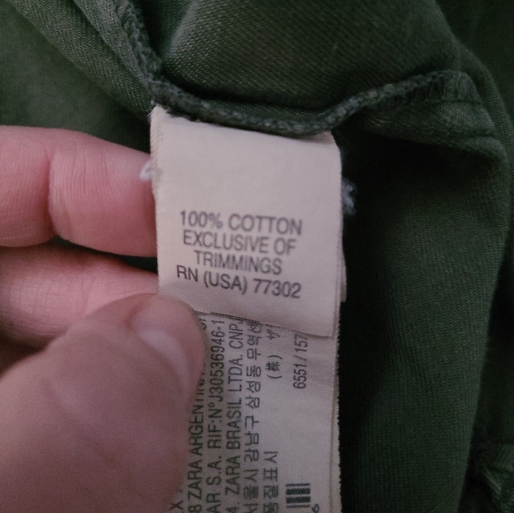Zara Basic Olive Green Button-Up Shirt – Size Large - Picture 6 of 7